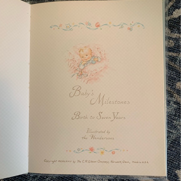 Vintage Baby Milestones book, scrapbook, light blue - Picture 5 of 14